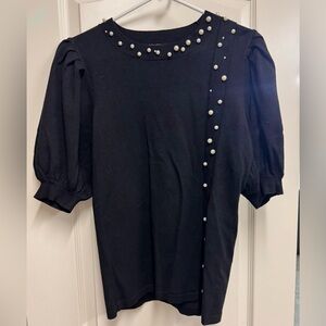 NY and Company Pearl Trim Short Sleeve Blouse